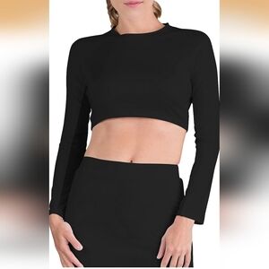 TAIL Sasha Black Long Sleeve Crop Top Performance Sz XL